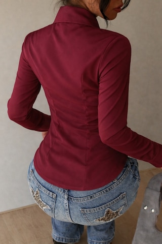 Kadın Premium Gömlek Slim Fit Uzun Kollu Şık Ofis Günlük Kombin Basic Klasik Gömlek Bordo