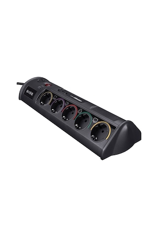 S-lınk Prz01 Prizhive 3m 1860 Joule 1.5mm 1 Usb 1 Typec 2.1a/5v 16a 250v 3680w 10'lu Akım Korumalı Priz Siyah