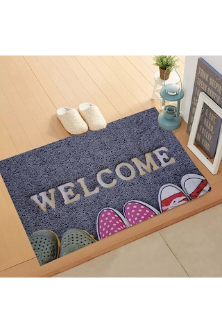 Welcome Yazılı Kauçuk İç Ve Dış Kapı Önü Paspası 45x70