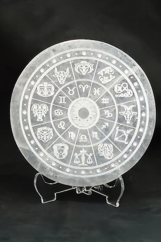 Burçlar, Astroloji Desenli Enerji Yükleyici Beyaz Selenit Plaka 42