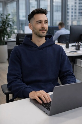Luxic Core Oversize Erkek Kapüşonlu Sweatshirt Geniş Kalıp, Rahat Kesim, Günlük Ve Şık Kullanım Lacivert