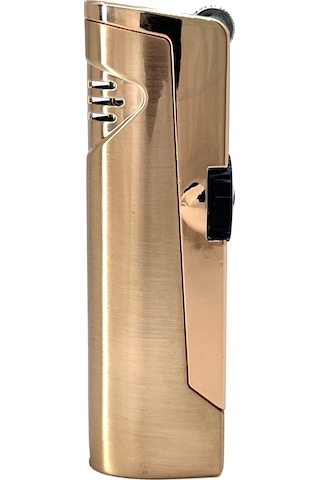 Zenit Çift Pürmüzlü Jet Alevli Metal Puro Çakmağı Rose Gold Sarı