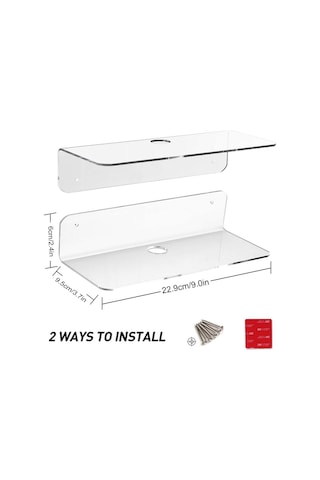 Neevoyu Transparent Pmma Duvar Rafı Seti - Hoparlör, Akıllı Hoparlör, Telefon İçin - Kablolu Ve Kablosuz Kurulum Seçenekleri