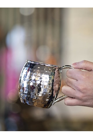 Bakır Kupa Tombul Çekiç Dövme Model Gümüş Renk 2'li