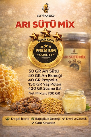 Arısütü Mix 2'li Set 2 700 Gr - Arı Sütü, Yaş Polen, Propolis, Perga Ve Bal Karışımı -