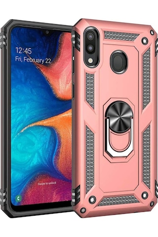 Samsung Uyumlu Galaxy A20 Kılıf Zırhlı Mıknatıslı Standlı Tank Kapak