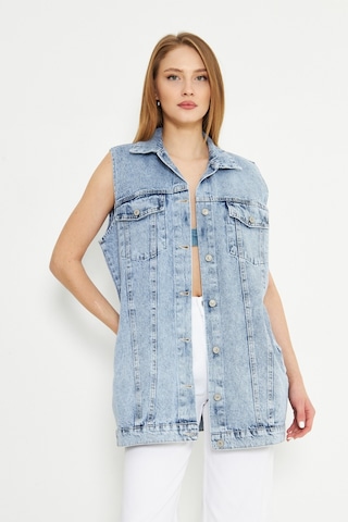 Esra Butik78 Açık Mavi Oversize Kot Yelek Modern Ve Zamansız Şıklık