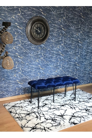 Yirmi15 Metal Ayaklı Babyface Mavi Puf & Bench