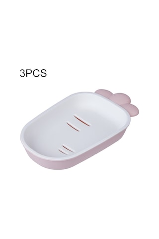 3 Adet Yaratıcı Sevimli Drenaj Çift Katmanlı Ev Tuvalet Sabun Kutusu Kapaklı Sabunluk Beyaz