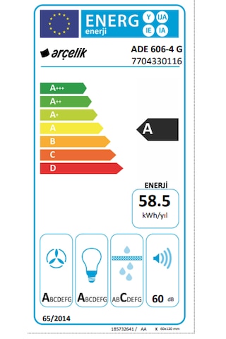 Arçelik ADE 606-4 G Duvar Tipi Ankastre Davlumbaz