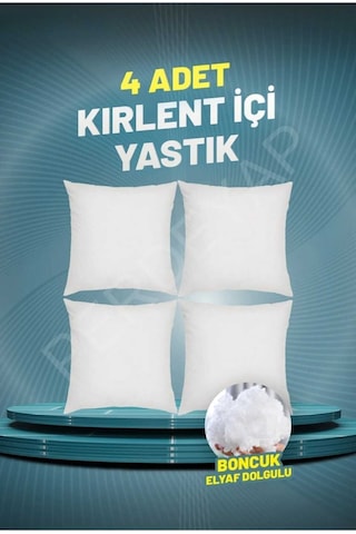 Perdeyap Premium 4'lü Kırlent Iç Yastık Ultra Dolgun Silikon Elyaf 45 X 45 Cm Beyaz Beyaz