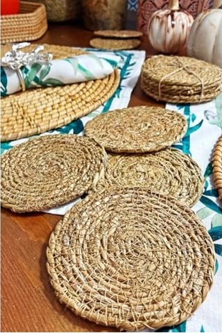 El Yapımı Yuvarlak Hasır Bardak Altlığı - 10 Cm, 6 Adet 1