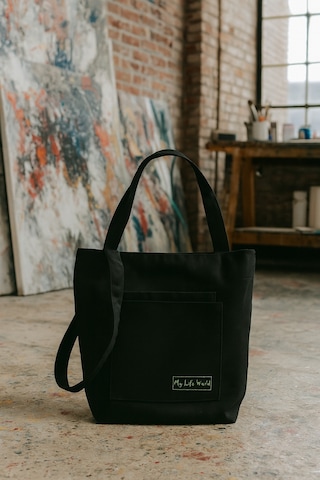 Yunusoğlu Home Kadın Siyah Su Geçirmez Kumaş Tek Çıtlı El, Kol Ve Omuz Çantası 3 Bölmeli Siyah