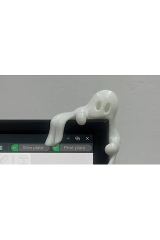 Storeşahin 3d Baskı Monitör Kenarı Hayalet Figürü Masaüstü Dekoratif Hayalet Cadılar Bayramı Ekran Süsü Beyaz Shn0720