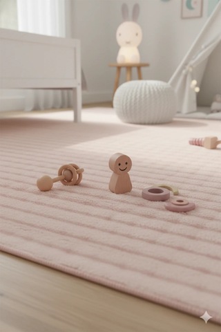 Pembe Bubble Kaymaz Taban Peluş Yolluk Halı Leke Tutmaz Kolay Temizlenir Lüks Anne Bebek Çocuk Odası Pembe Pembe