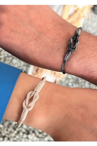 Sevgililer Günü Özel Çiftler Serisi Gümüş Kazaziye Gemici Düğümü Bileklik-biri Size Biri Sevdiğinize