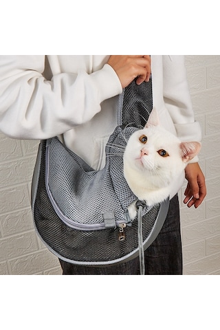 Pet Çanta Genişletilmiş Omuz Askısı Nefes Alabilir Messenger Kedi Çantası, Boyut: Büyük Siyah