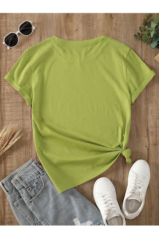Kadın Lime Yeşili Oversize T-shirt Limee