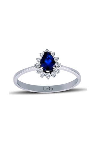 Lova Pırlantalı Damla Safir Anturaj Yüzük - 1020241