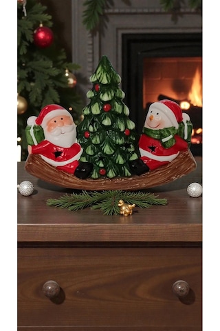Yılbaşına Özel Işıklı Neol Baba Ve Kardan Adam Fiğürlü Biblo Süs Boyut:16cm 12cm