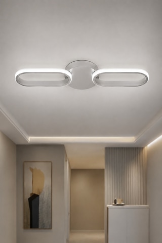 Hilton 2'li Led Plafonyer Avize Beyaz Işık Gri