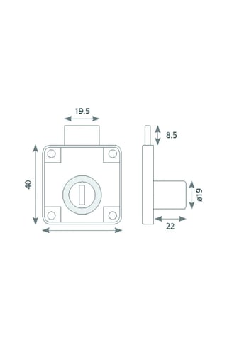 Canex Kare Çekmece Kilidi Siyah Nikel Gövde 22 Mm 10 Adet
