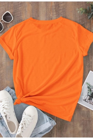 Caxis I'm Coming Soon Baskılı Oversize Hamile Tişört Turuncu