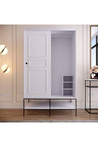 Pasific Home Martin 2 Kapaklı Sürgülü Gardırop Elbise Dolabı Parlak Beyaz 120 CM