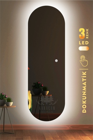 Led Işıklı 140x45 Oval Boy Aynası Beyaz Led Işıklı 140x45 Oval Boy Aynası Beyaz