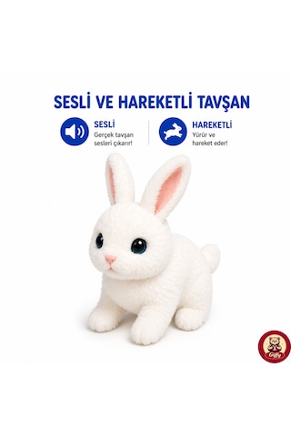 Oyuncak Tavşan Taşıma Çantalı Sesli Hareketli Pilli, Emekleme Oyuncağı Aksesuarlı Çocuklar İçin Eğitici Hayvan Sevgisi Mavi