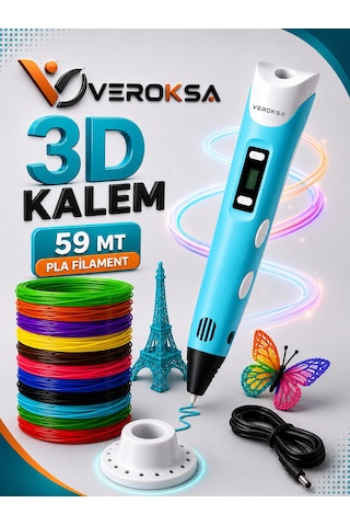3d Kalem - 3d Yazıcı Kalem 59 Mt Filamentli Mavi