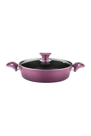 28 Cm Granit Karnıyarık & Pilav Tenceresi Cam Kapak - Mürdüm Mürdüm