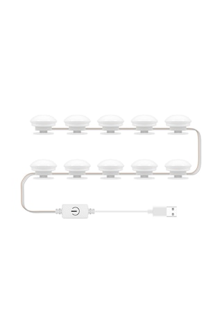 Moveevo Led Makyaj Aynası Ampulü Ayna Ön Işığı Usb Makyaj Işığı Üç Renkli Karartmalı Ayna 10 Işık