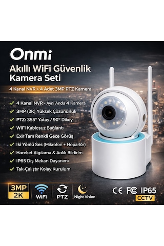 Apronx Ds440 4 Kanal Nvr + 3mp 4 Kamera Full Color Mik. Ptz Wifi Setapronx Ds440 4 Kanal Nvr + 3mp 4 Kamera Full Color Mik. Ptz Wifi Set