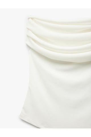 Koton Krep Kumaş Drape Detaylı Straplez Bluz Kırık Beyaz 5sak10045uk Ekru