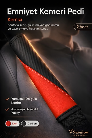Emniyet Kemeri Kılıfı 2 Adet Deri Carbon Yumuşak Dolgulu Boyun Konfor Emniyet Kemer Pedi - Kmrx1