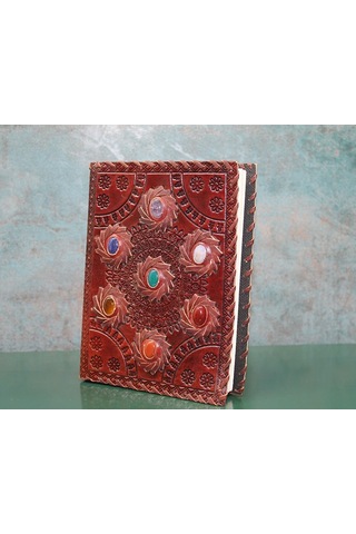 Taşlı Deri Defter Günlük Çanta Defteri Notluk Çok Renkli