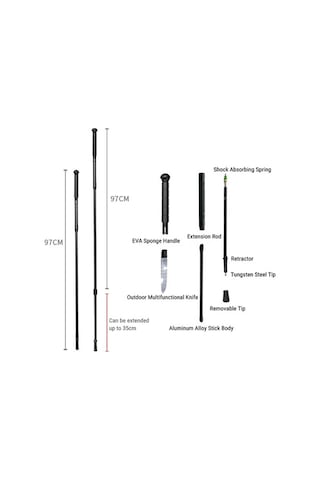 Novahub Dayanıklı Alüminyum Alaşımlı Dağcılık Bastonu - İkonik Çizilmeye Dayanıklı Ve Hafif Siyah Siyah