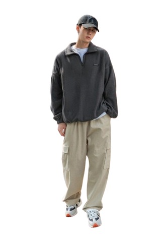 Genıus Store Erkek Polar Oversize Sweatshirt Füme