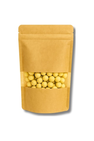 Kraft Pencereli Doypack Kilitli Stand Up Pouch, Gıda Uyumlu, Yeniden Kapanabilir Zipli 100, 11x18,5 Kahverengi