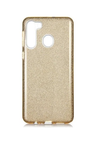 Samsung Uyumlu Galaxy A21 Kılıf Zore Shining Silikon Gold