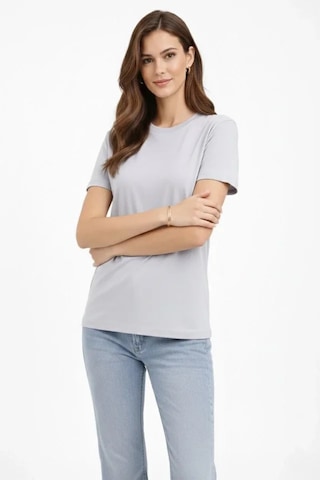 De'charme Bisiklet Yaka Tişört Regular Kalıp Basic Pamuklu Günlük Kullanım T-shirt - Gri