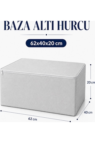 Hurç Baza Altı Fermuarlı Hurç Yorgan Kıyafet Saklama Organizer 1 Adet Gri