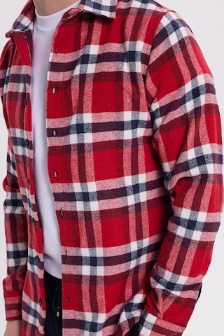 Tudors Erkek Slim Fit Dar Kesim Kareli Kışlık Oduncu Gömlek-42098 Çok Renkli