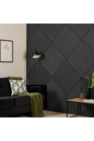 Antrasit 10 Adet 40x40cm Yeni Nesil Akustik Ahşap Duvar Paneli