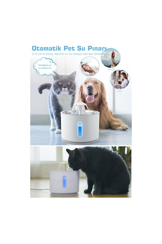 Technojet Kedi Köpek Otomatik Su Pınarı Su Çeşmesi Led Işık Göste