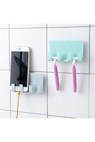Jilet Tutucu Ve Havlu Kancalı Plastik Telefon Şarj İstasyonu B Çok Renkli
