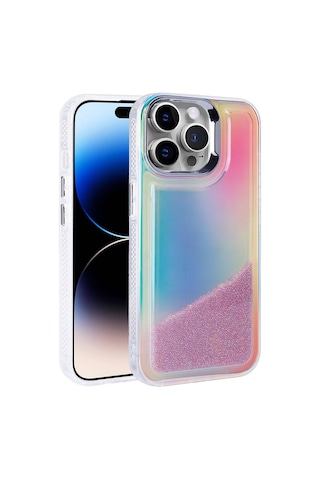 Nourthkiingdom Apple Uyumlu iPhone 14 Pro Kılıf Airbagli Renkli Arka Yüzey Boncuk Tasarımlı Nrtk Kumul Kapak - Mor Mor