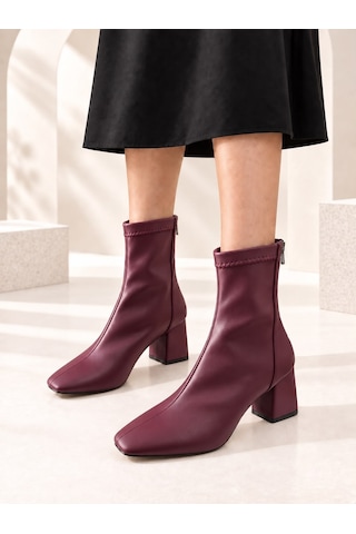 Dabab Shoes Azra Kadın Bordo Streç Cilt Kare Burun Arka Fermuarlı 6 Cm Kalın Topuklu Bot Bootie Dabab Shoes Azra Kadın Bordo Streç Cilt Kare Burun Arka Fermuarlı 6 Cm Kalın Topuklu Bot Bootie
