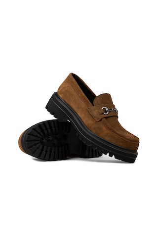 Deery Kadın Hakiki Süet Taba Renkli Toka Detaylı Loafer - 02024ztbae01 Taba